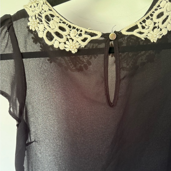 Atmosphere Sheer Lace Collared Blouse - Picture 7 of 8